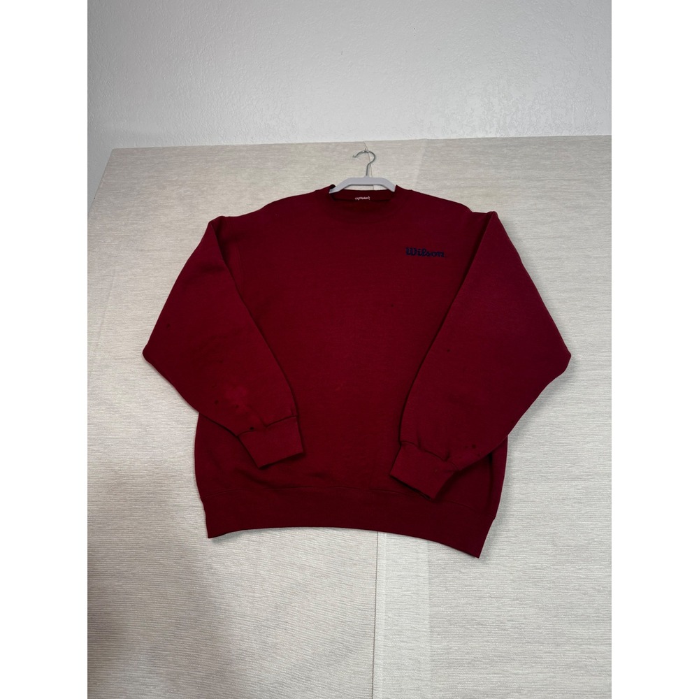 Vintage‎ Wilson Embroidered Crewneck Sweatshirt Red Maroon